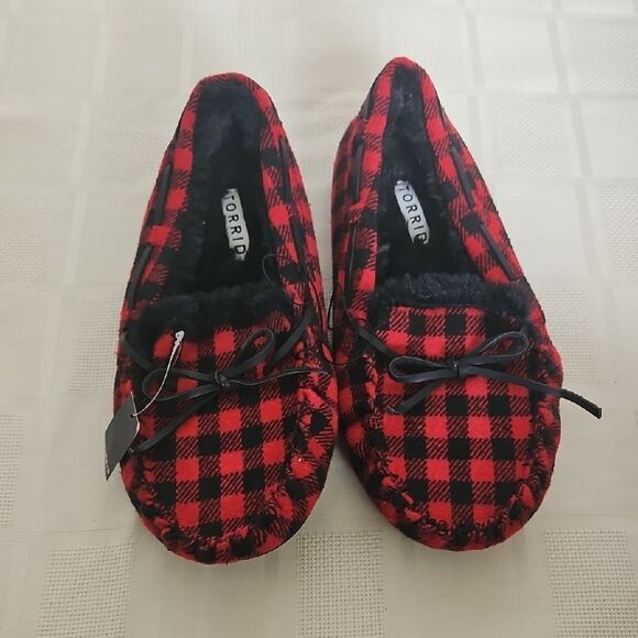 Torrid Red and Black Checkered Moccasin Slippers - Picture 16 of 16
